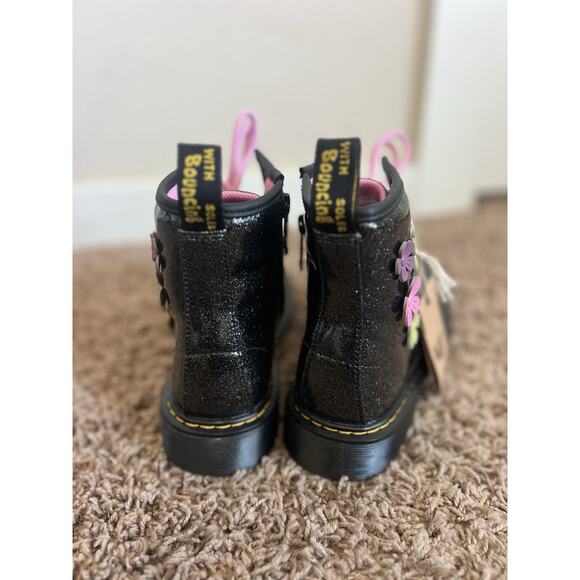 Dr Martens Junior 1460 Glitter & Flower Applique Lace Up Boots Sz 5 - Picture 5 of 9
